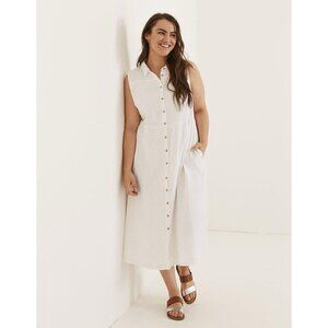 FatFace Womens Jolene Shirt Dress US Sz 8 White Cotton Gauze Midi Minimalist